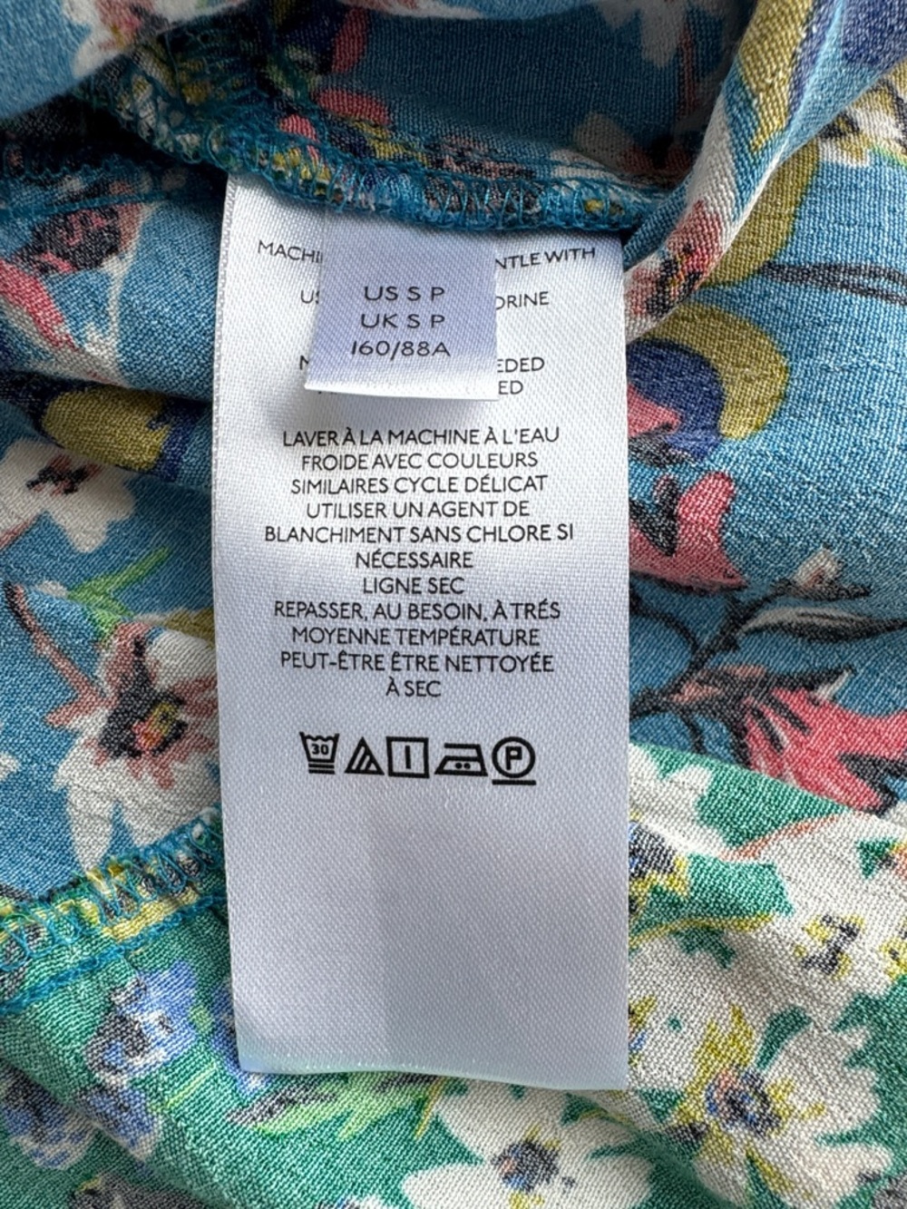 Anthropologie Blue & Green Floral Tiered V-Neck Dress in size Small Petite - Picture 5 of 10